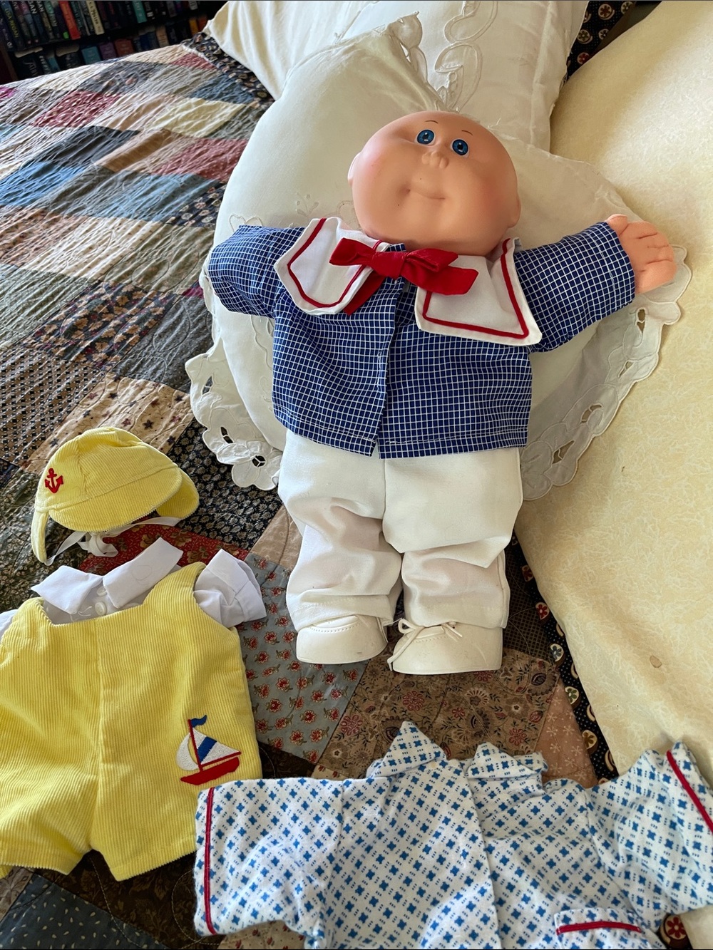 Sailor-Style Kids Doll Outfit Set in Blue, White & Red